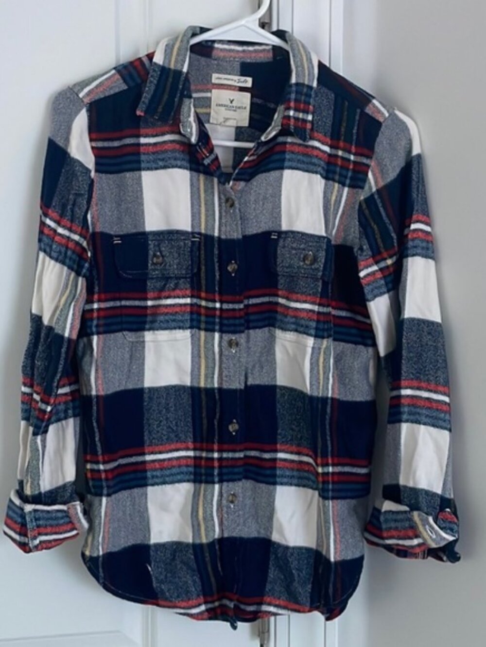American Eagle AHH-Mazingly Soft Long Sleeve Plaid Button Down Top Size XS